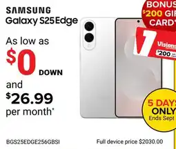 Visions Electronics Samsung Galaxy S25 Edge offer