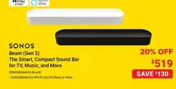 Visions Electronics Sonos Beam (Gen 2) The Smart, Compact Sound Bar for TV, Music, and More offer