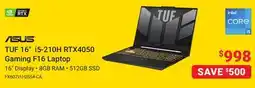 Visions Electronics TUF 16 i5-210H RTX4050 Gaming F16 Laptop offer