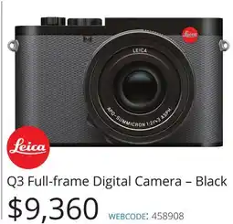 Vistek Leica Q3 Full-frame Digital Camera - Black offer