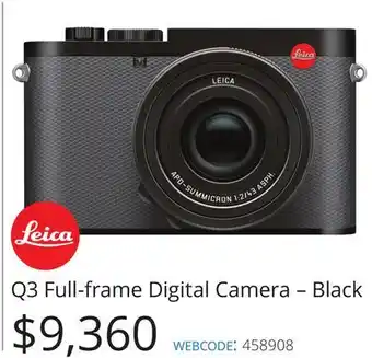 Vistek Leica Q3 Full-frame Digital Camera - Black offer