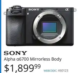 Vistek SONY Alpha α6700 Mirrorless Body offer