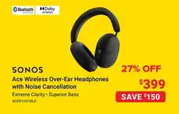Visions Electronics Sonos Ace Wireless Over-Ear Headphones with Noise Cancellation offer