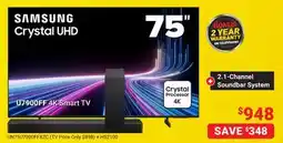 Visions Electronics SAMSUNG 75 U7900FF 4K Smart TV + 2.1-Channel Soundbar System offer