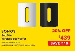 Visions Electronics Sonos Sub Mini Wireless Subwoofer offer