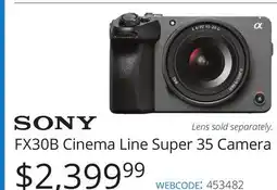 Vistek SONY FX30B Cinema Line Super 35 Camera offer