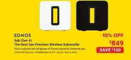 Visions Electronics Sonos Sub (Gen 4) The Next Gen Premium Wireless Subwoofer offer