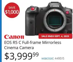 Vistek Canon EOS R5 C Full-frame Mirrorless Cinema Camera offer