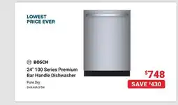 Visions Electronics Bosch 24 100 Series Premium Bar Handle Dishwasher offer
