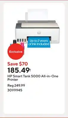 Staples HP Smart Tank 5000 All-in-One Printer offer