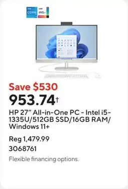 Staples HP 27 All-in-One PC - Intel i5-1335U/512GB SSD/16GB RAM/Windows 11+ offer