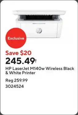 Staples HP LaserJet M140w Wireless Black & White Printer offer