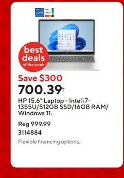 Staples HP 15.6 Laptop - Intel i7-1355U/512GB SSD/16GB RAM/Windows 11 offer