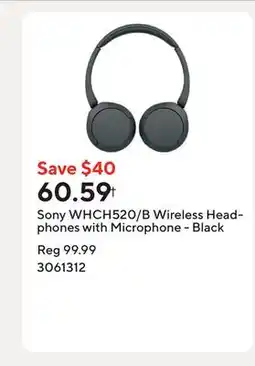 Staples Sony WHCH520/B Wireless Headphones with Microphone - Black offer