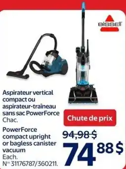 Walmart Bissell PowerForce compact upright or bagless canister vacuum offer