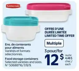 Walmart Rubbermaid Food storage containers offer