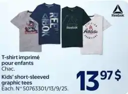 Walmart Reebok Kids' short-sleeved graphic tees offer