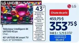 Walmart LG 43" UA7500 4K Smart TV offer