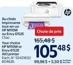 Walmart HP M110W or Envy 6152E AIO printer offer