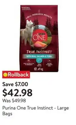Walmart Purina One True Instinct - Large Bags offer
