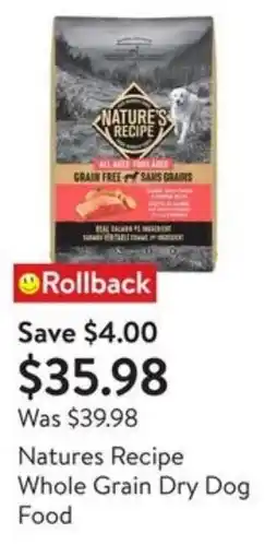 Walmart Natures recipe whole grain dry dog food offer