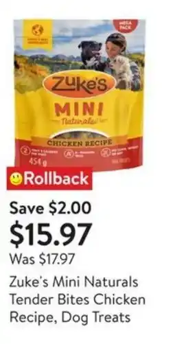 Walmart Zuke's Mini Naturals Tender Bites Chicken Recipe, Dog Treats offer
