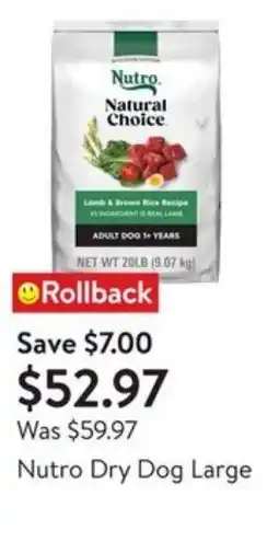 Walmart Nutro dry dog large offer
