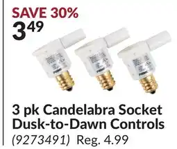 Princess Auto 3 pk Candelabra Socket Dusk-to-Dawn Controls offer