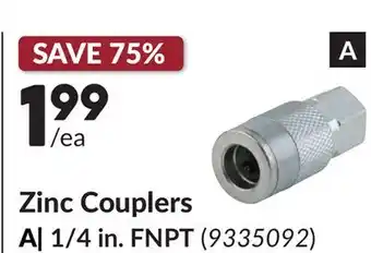 Princess Auto Zinc Couplers 1/4 in. FNPT offer