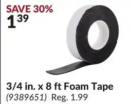 Princess Auto 3/4 in. x 8 ft Foam Tape offer