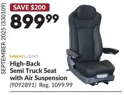 Princess Auto High-Back Semi Truck Seat with Air Suspension offer