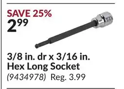 Princess Auto 8 in. dr x 3/16 in. Hex Long Socket offer