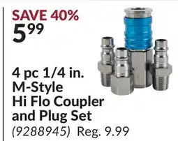 Princess Auto 4 pc 1/4 in. M-Style Hi Flo Coupler and Plug Set offer