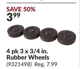 Princess Auto 4 pk 3 x 3/4 in. Rubber Wheels offer