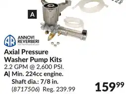 Princess Auto Axial Pressure Washer Pump Kits 2.2 GPM @ 2,600 PSI offer