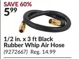 Princess Auto 1/2 in. x 3 ft Black Rubber Whip Air Hose offer