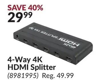 Princess Auto 4-Way 4K HDMI Splitter offer