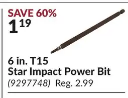 Princess Auto 6 in. T15 Star Impact Power Bit offer