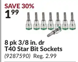 Princess Auto 8 pk 3/8 in. dr T40 Star Bit Sockets offer