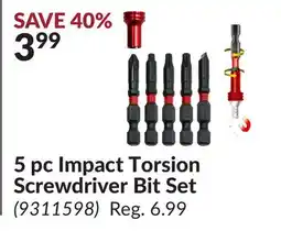 Princess Auto 5 pc Impact Torsion Screwdriver Bit Set offer