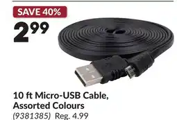 Princess Auto 10 ftMicro-USB Cable, Assorted Colours offer
