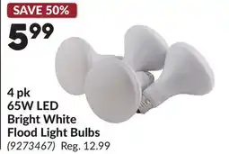 Princess Auto 4 pk 65W LED Bright White Flood Light Bulbs offer
