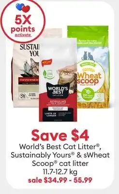 Petsmart Save $4 World's Best Cat Litter , Sustainably Yours & sWheat Scoop cat litter offer