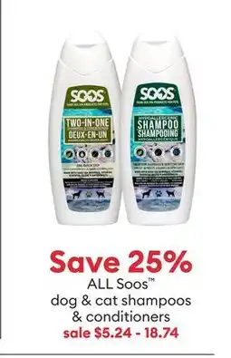 Petsmart Save 25% ALL Soos dog & cat shampoos & conditioners offer