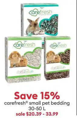 Petsmart Save 15% carefresh small pet bedding 30-50 L offer