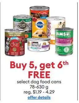 Petsmart Buy 5, get 6th FREE select dog food cans offer