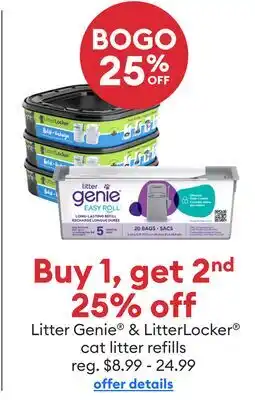 Petsmart Buy 1, get 2nd 25% off Litter Genie & LitterLocker cat litter refills offer