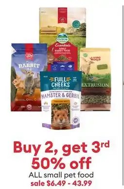 Petsmart Buy 2, get 3rd 50% off ALL small pet food offer