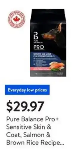 Walmart Pure balance pro+ sensitive skin & coat, salmon & brown rice recipe... offer