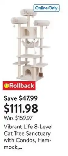 Walmart Vibrant Life 8-Level Cat Tree Sanctuary with Condos, Ham- mock,... offer